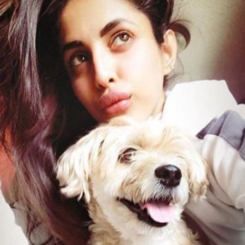 Priya with pet dog