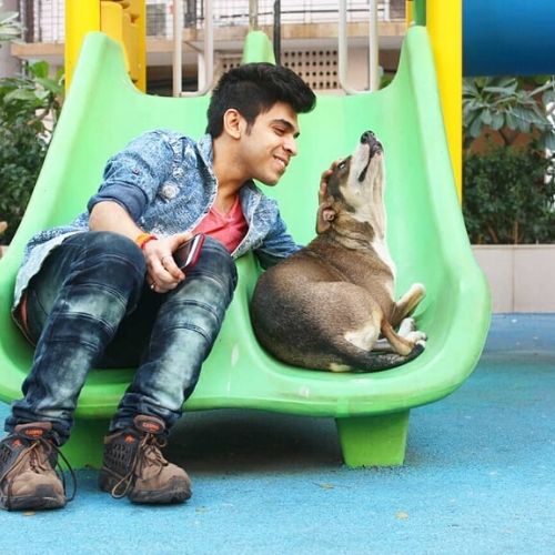 Jay with pet dog