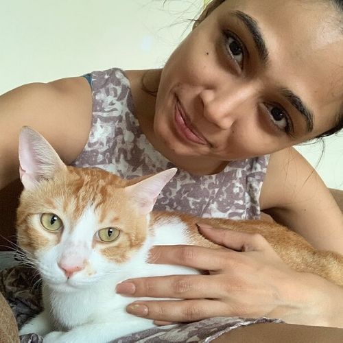 Dipna Patel with her cat
