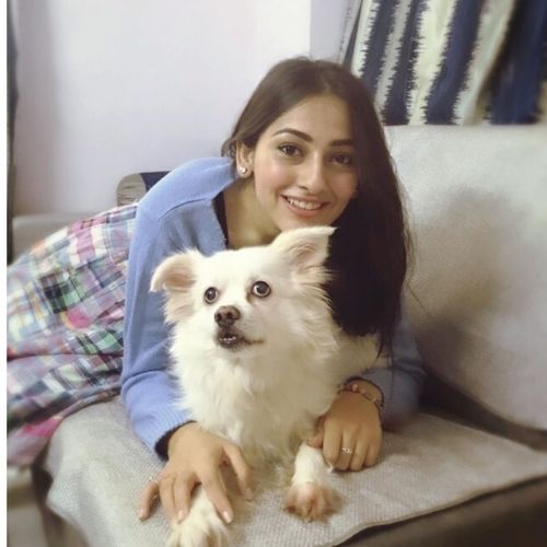 Anagha Bhosale with pet dog