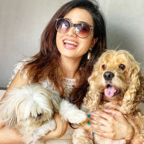 Preeti Chaudhary with pet dog