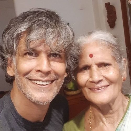 Milind Soman with mother