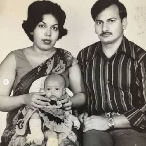 Flora Saini with Her father and Mother