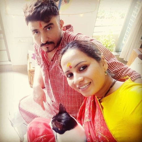 Smita Tambe with Virendra Dwivedi (Husband)