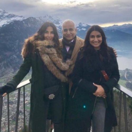 Monica Dogra with Father and Sister