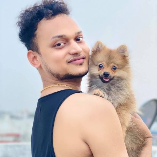 Aditya Kumar Sharma with a Dog