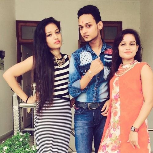 Aditya Kumar Sharma with sisters