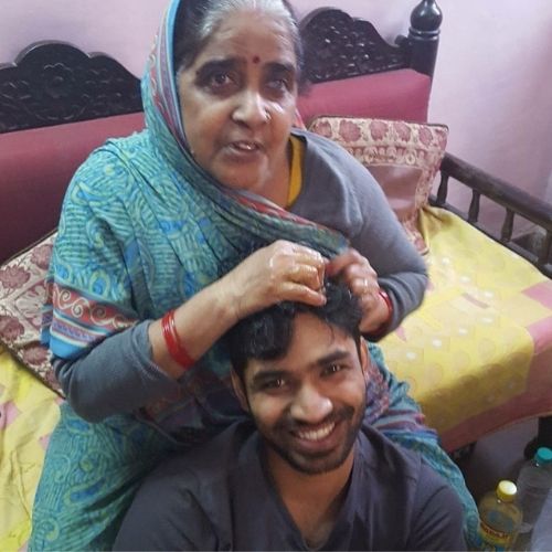 Anupam Tripathi with Mother