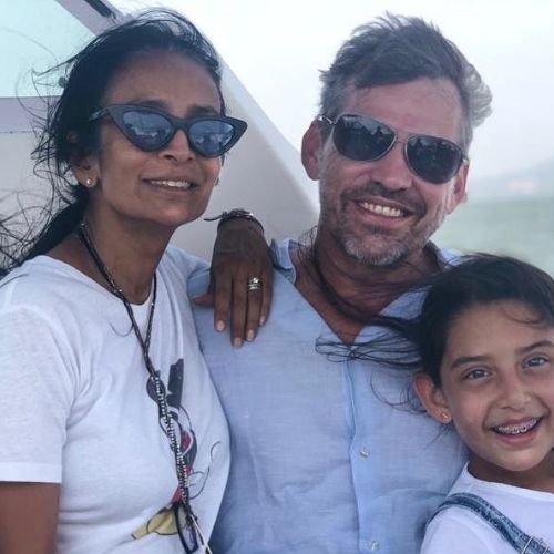 SuchitraSuchitra Pillai with Her Family Pillai with Her Husband and Daughter