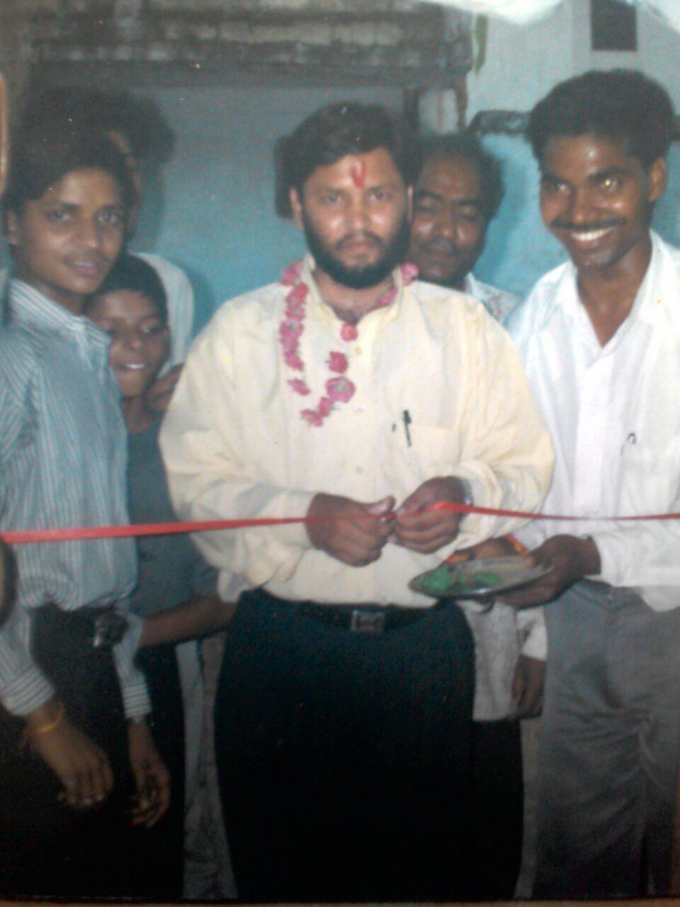 The 16 years old Dr Krishna N Sharma (on the extreme left) during the inauguration of his first business