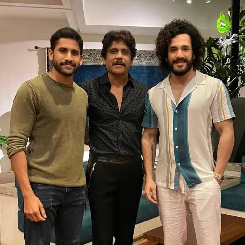 Akhil Akkineni with Father and Brother