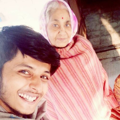Anubhav Dubey with his grandmother