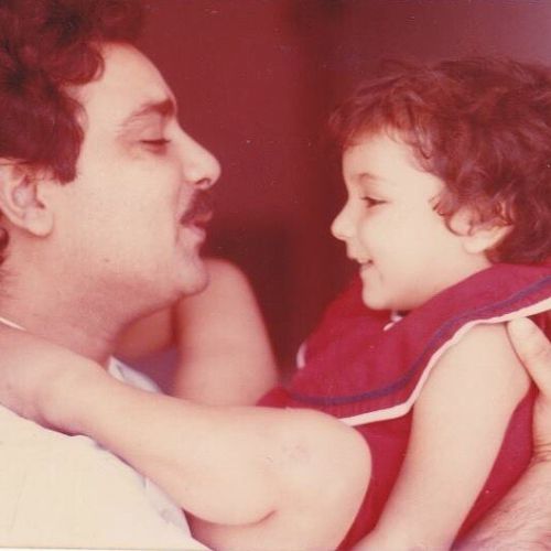 Childhood picture of Angira Dhar with her father