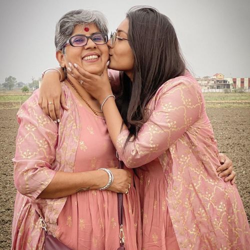 Palak Kaur with mother