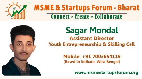 Sagar Mondal as a assistant director at MSME & Starups Forum