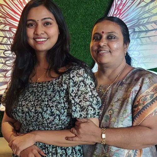 Gayathry Rajiv with her mother