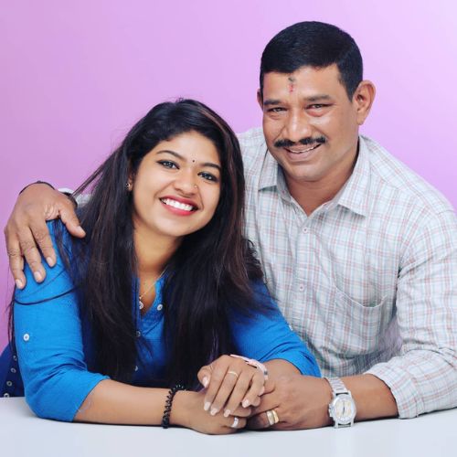 Lakshmika Sajeevan with her father